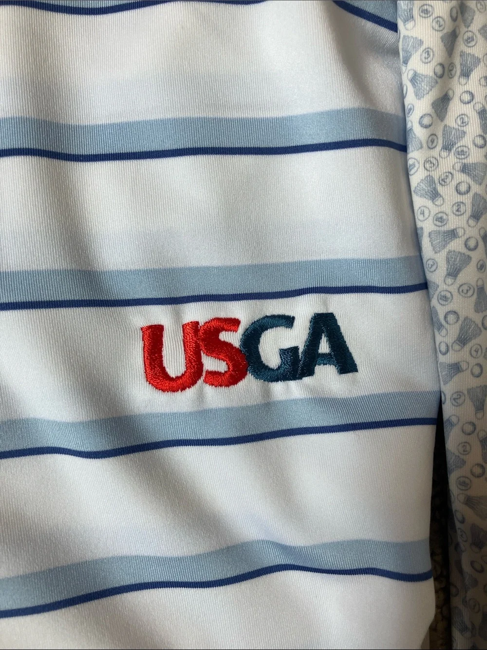 Peter Millar & RLXMen's White Polo Trio with Blue Stripe & Shuttlecock Print - M - Picture 4 of 7